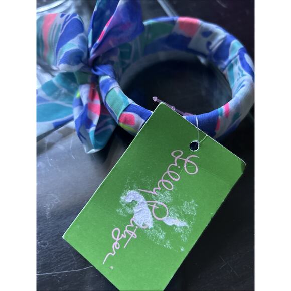 Lilly Pulitzer Fabric Wrapped Bow Bangle Bennet Blue Celestial Seas One Size NWT - Picture 3 of 10